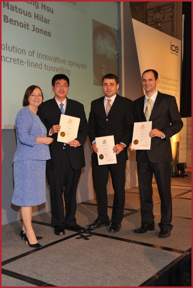 From left Jean Venables (ICE president), Yu Sheng Hsu, Matous Hilar and Benoit D Jones